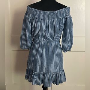 Tularosa Ladies Off the Shoulder Dress Striped Frilled Western Cross front